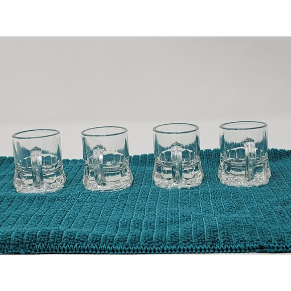 Vintage Federal Glass Clear Mini Beer Mug Shot Glasses Marked On‎ The Bottom - Picture 2 of 8